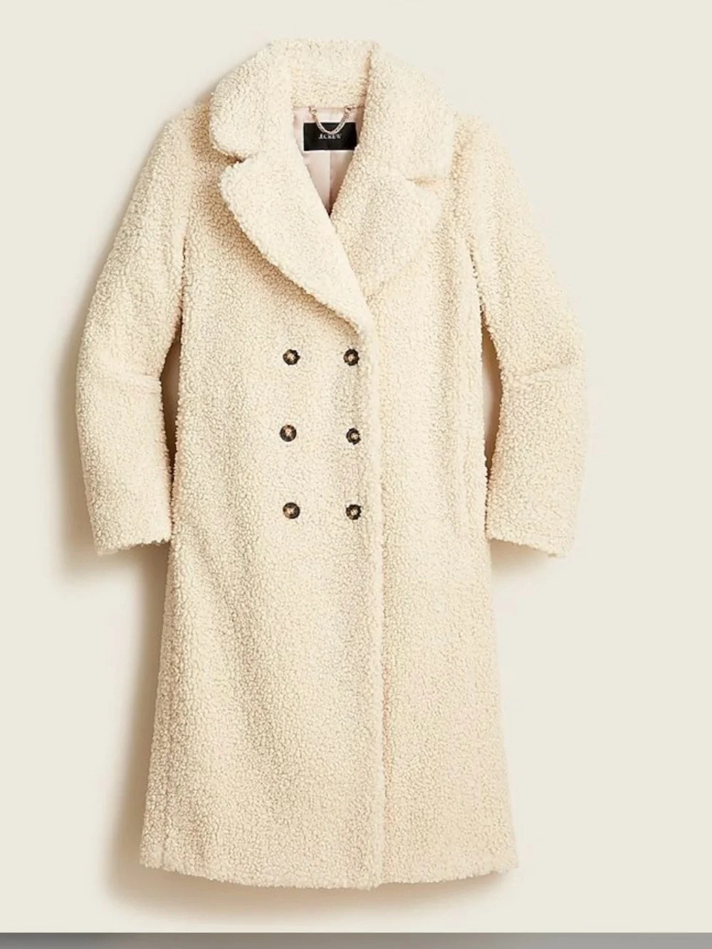J. Crew Double-Breasted Teddy Sherpa Topcoat - size Large